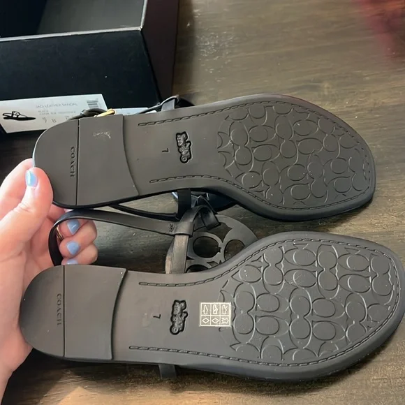 Coach Jaci Leather Sandal - Black - Picture 7 of 8